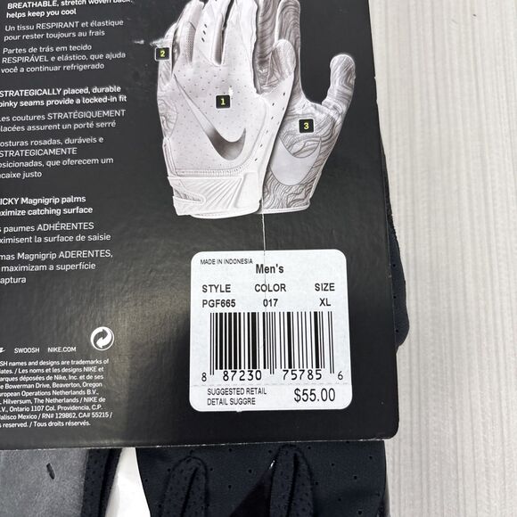 Mens Size XL Nike Vapor Jet 5.0 FG NFL Leather Football Gloves Black PGF665-017 - Picture 7 of 8